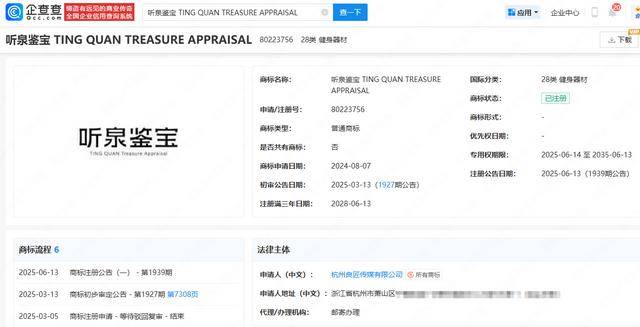 聽(tīng)泉公司成功注冊(cè)聽(tīng)泉鑒寶商標(biāo):公司注冊(cè)
